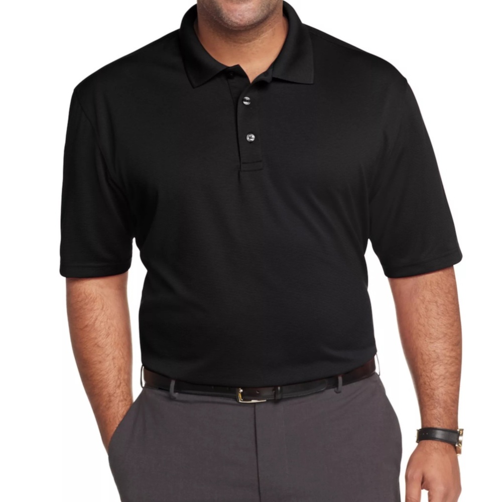 Van Heusen Air Classic Fit Solid Polo Black Ottoman Striped Large